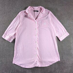 Lauren‎ Ralph Lauren Womens XL Pink White Stripe Cotton Nightgown Sleep Shirt